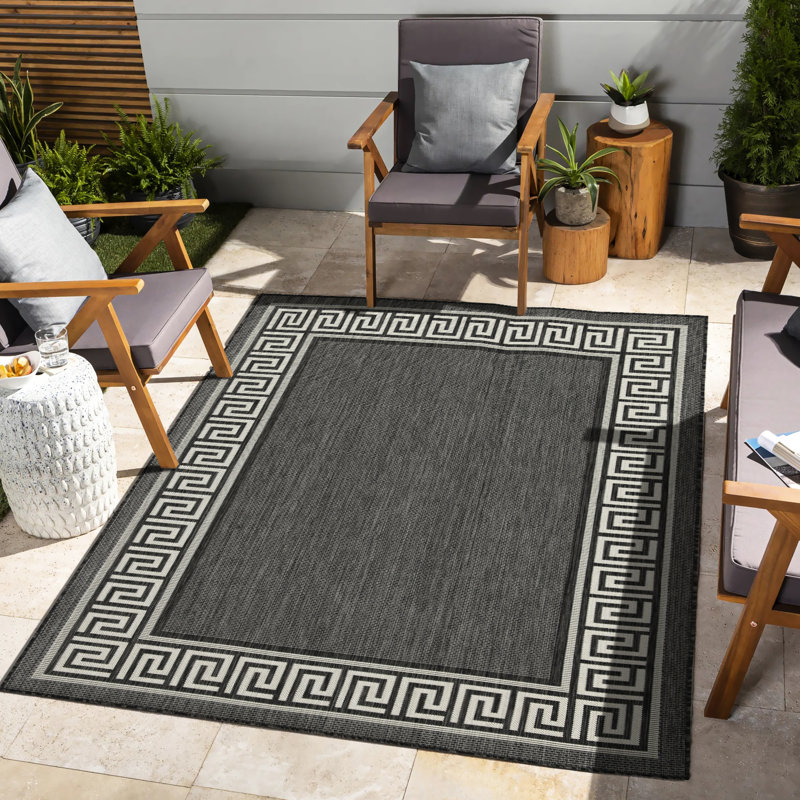 Sunshine Collection Area Rug Gchar2002 Anthracite - 2.7 Ft. X 7.3 For Indoor And Outdoor Mesmerizing Border Decoration Stain , Polypropylene & Pet Hospitable In Indoor/Outdoor Timeless Appeal
