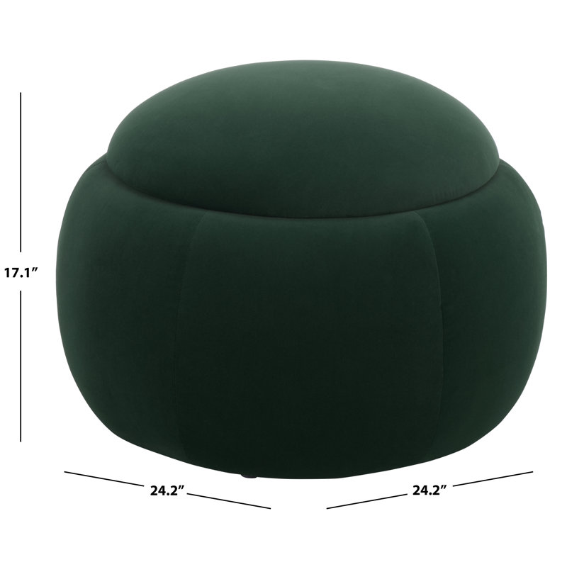 Siara Round Storage Ottoman, Hunter Green