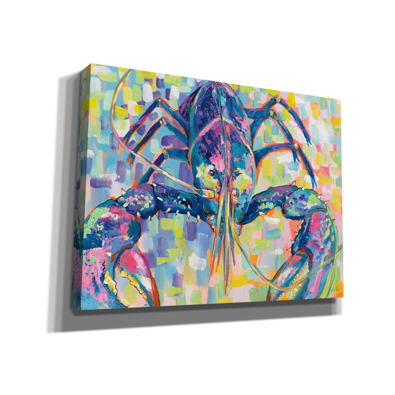 «Lilly Lobster II» par Jeanette Vertentes, art mural sur toile, H 12 po x l 16 po x P 0,75 po