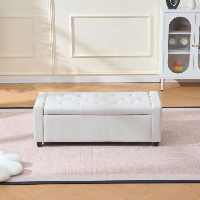 48" Storage Bedroom Bench, Beige
