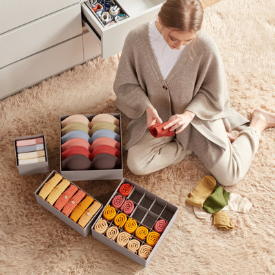 Underwear Drawer Organizer For Closet 8 Pack, 3 Sizes Dresser Organizer Dividers, Deep Fabric Foldable Drawer Storage Organizer Bins For Clothes, Sock, Bra, Lingerie, Undies