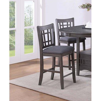 Set Of 2Pc High Chairs Dining Room Solid Wood Counter Height Chairs