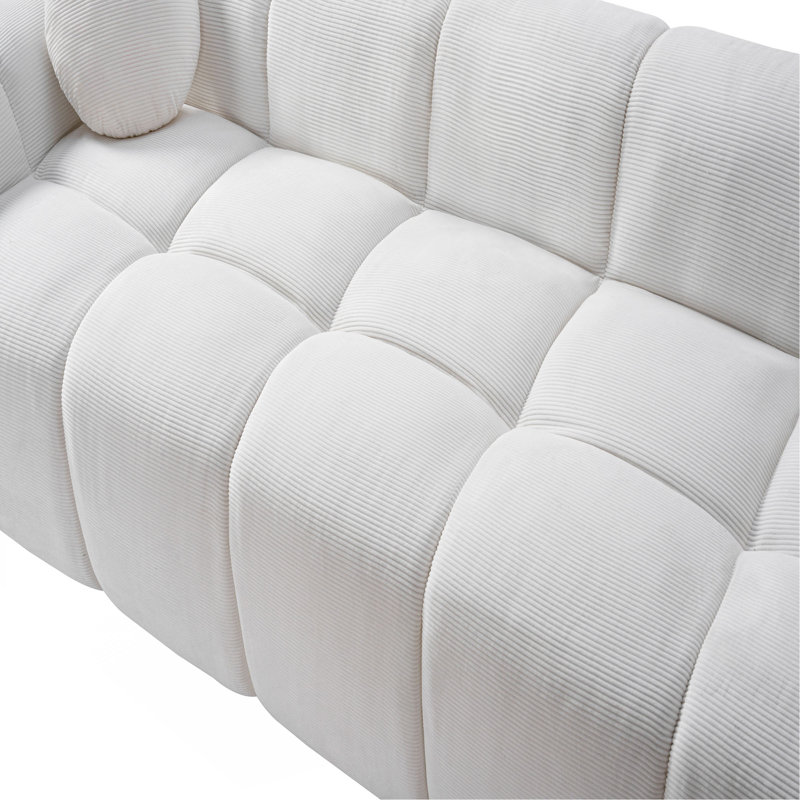 Très grand canapé à compression 98,4 po, canapé en velours côtelé nuage pour le salon, canapé rembourré 4 places avec 2 coussins, emballage sous vide facile à déplacer pour les petits espaces, appartement, studio