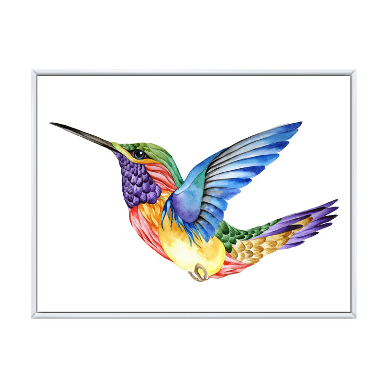 Humming Bird - Cadre photo, impression sur toile, H 24 po x l 36 po x P 1 po, Cadre flottant blanc