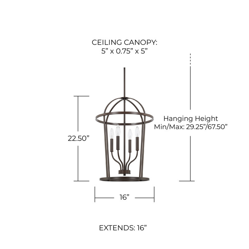 Luminaire suspendu géométrique à 4 lumières Greyson, Bronze