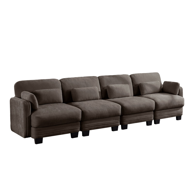 Canapé d'angle modulaire 4 places en chenille, marron moderne, pour la maison