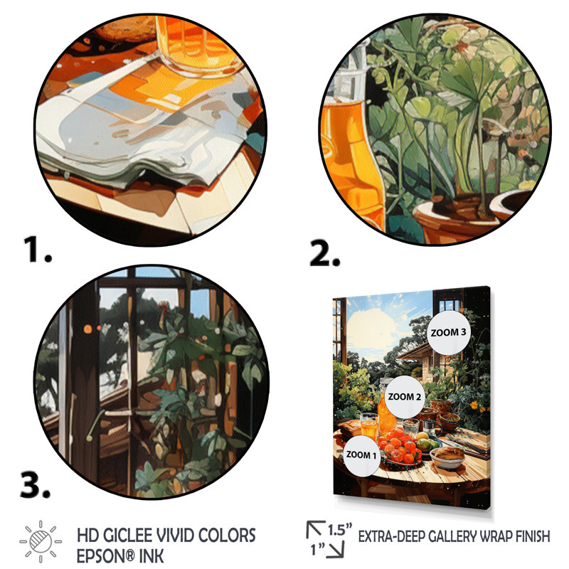 Art alimentaire sur toile, impression de décoration de cuisine déjeuner - fête du matin IV, H 44 po x l 34 po x P 1,5 po