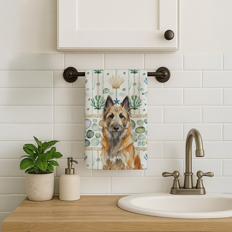 Belgian Laekenois Coastal Sea Glass Kitchen Towel, Belgian Laekenois