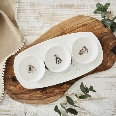 Classic Wrendale Designs  - 3 Bowl and Tray Set (Guinea Pigs)