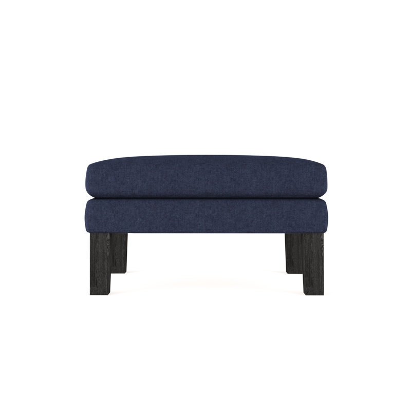 Charlton Ottoman, Plush Velvet Blue Print, Weathered