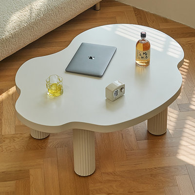 Solid wood tea table with cream clouds