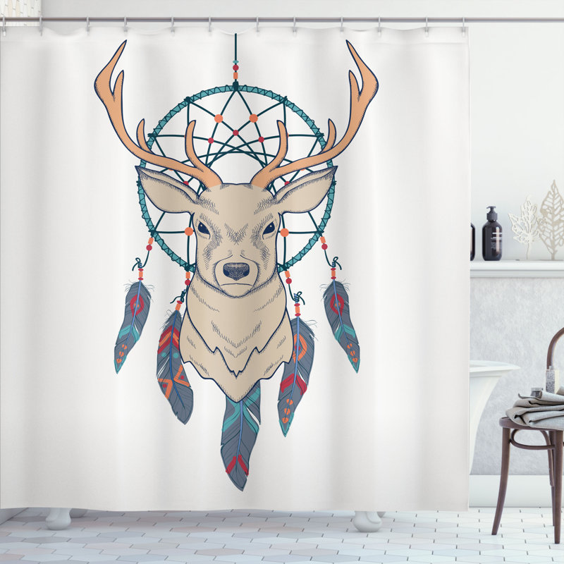 Ensemble de rideau de douche et crochets Deer, H 69 po x l 105 po