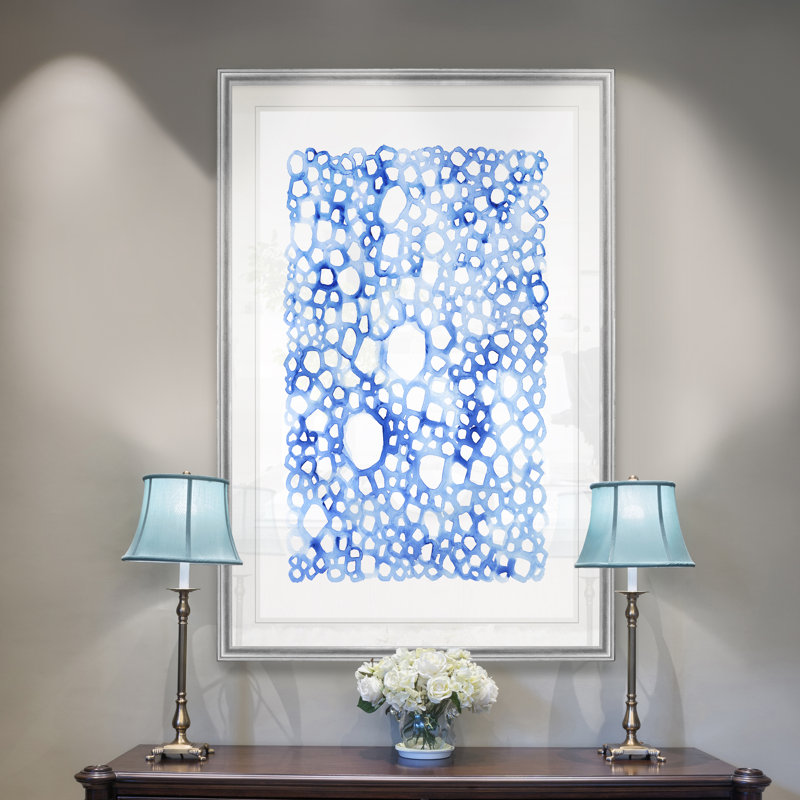 «Indigo Plexus I», reproduction sur toile, H 18,5 po x l 24,5 po x P 1,5 po, Cadre argenté
