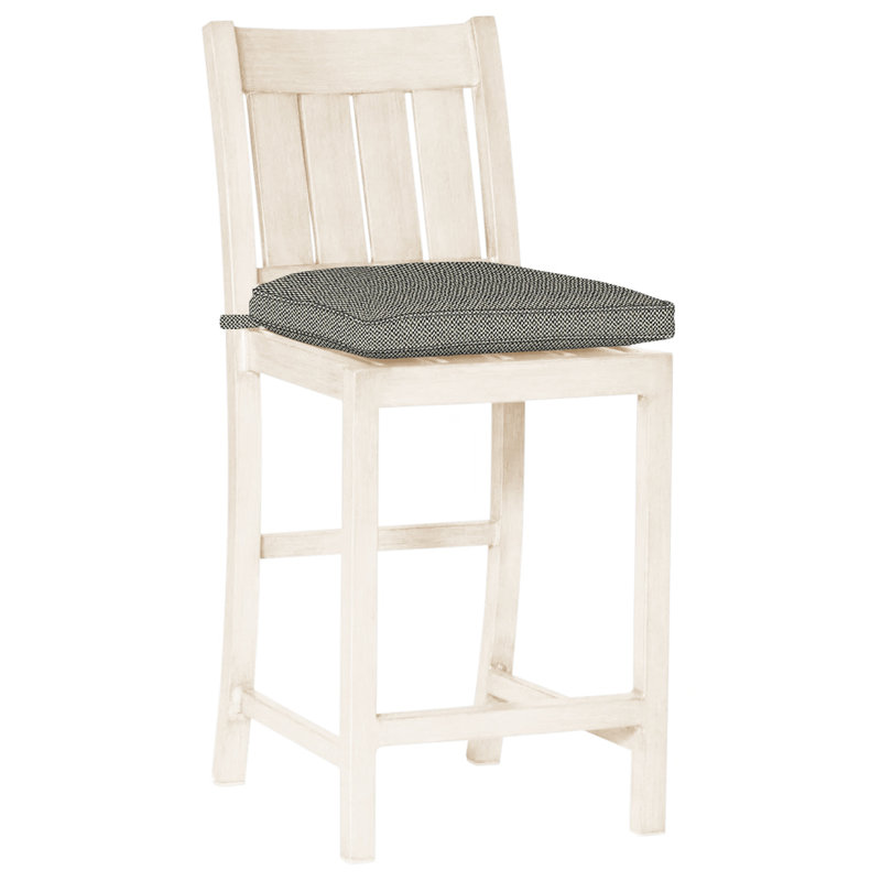 Club 24" Patio Bar Stool with Cushion, Welt, Intermix Bark, Mahogany