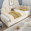Lit de jour rembourré avec lit escamotable, idéal pour les invités, les enfants et les petits espaces, avec structure à lattes en métal et velours confortable-720598876