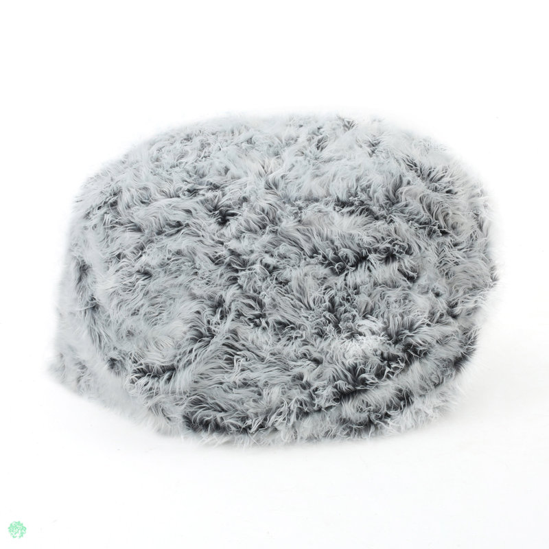 Mahin Rounded Faux Fur Bean Bag, Grey/Silver Faux Fur