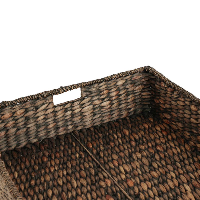 Holden 30'' Classic Costal Hand-Woven Hyacinth Wicker Under Bed Storage Basket with Lid, Brown