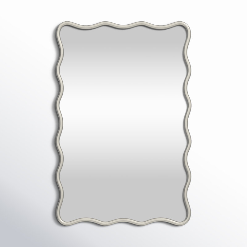 Nickel Scalloped Frame 36'' Rectangular Wall Mirror
