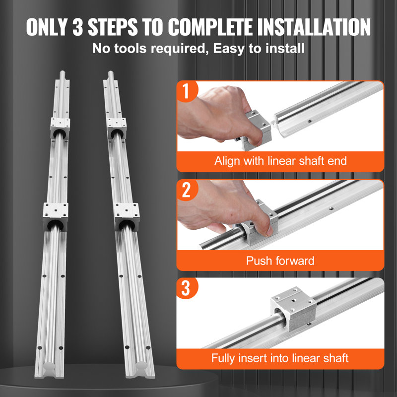 49.41'' Silver Aluminum and Steel Linear Guide Rail Set