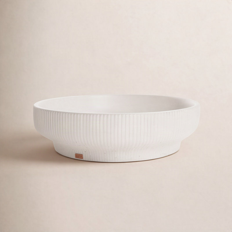 Lavabo de salle de bain vasque circulaire fait à la main Lotus, Tule blanc