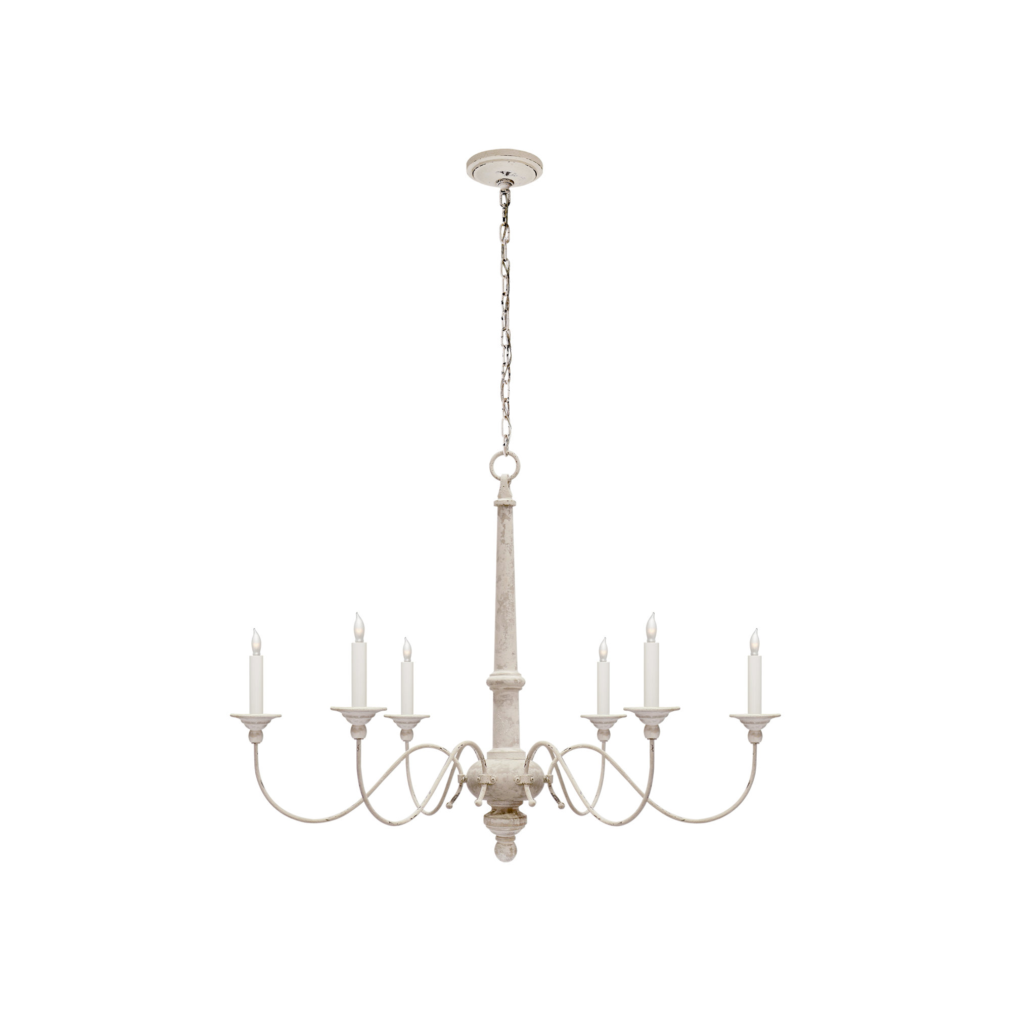 Country 6 - Light Wood Dimmable Chandelier, 26.75"H x 36.5"W x 36.5"D