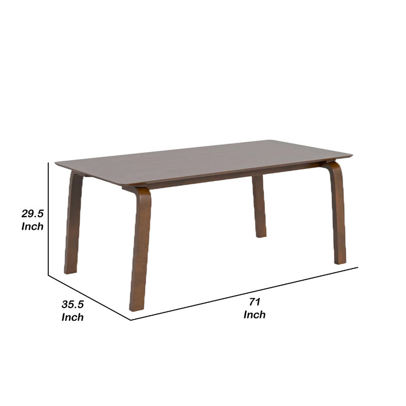 Table de salle à manger Iken, plateau rectangulaire en bois massif noyer brun de 71 pouces