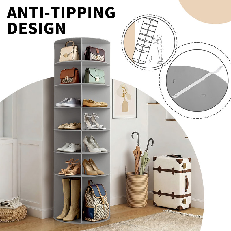 7-Tier 360° Rotating WPC Shoe Rack 72.4" Height, Gray