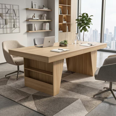 78.7"W Rectangular Breakroom Table with Shelves