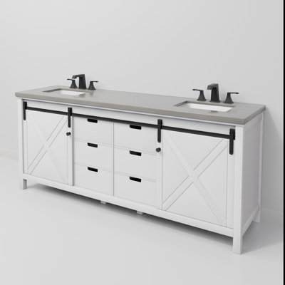 Ensemble de meuble-lavabo double avec robinet l 80 po x P 22 po Marsyas