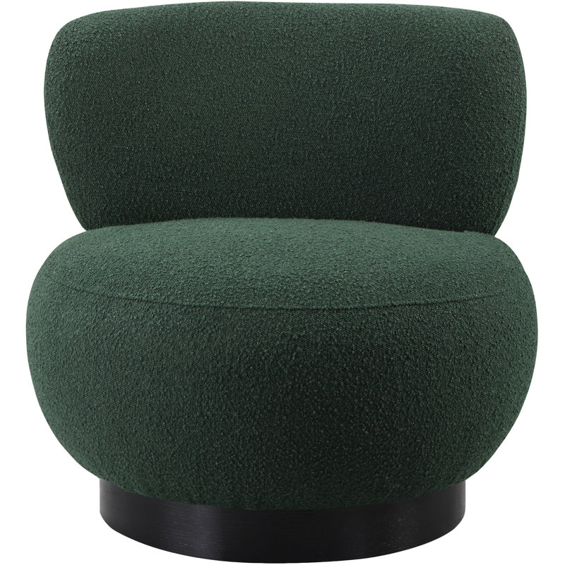 Fauteuil d'appoint Calais, Tissu bouclé vert, Noir