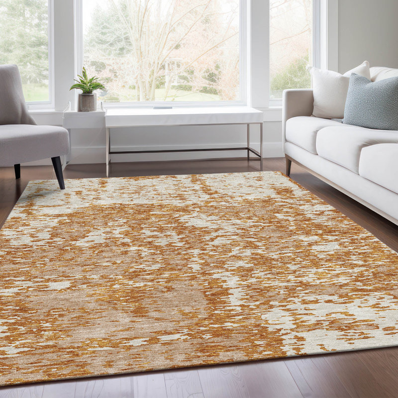 Tapis en cuivre Prisco lavable à la machine de qualité supérieure, Rectangulaire 3 pi x 5 pi