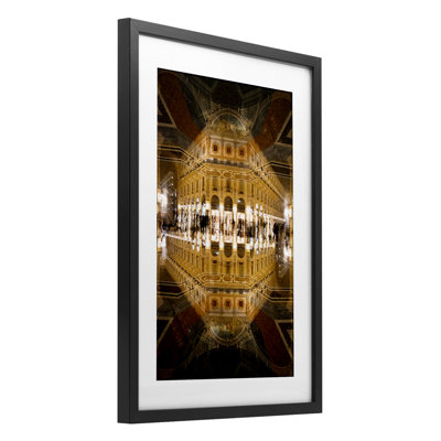 Illuminated Lobby Mirage Framed Print Under Glass, design by Robin Vandenabeele