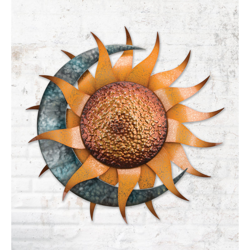 24" Gold and Copper Metal Sun and Moon Wall Decor