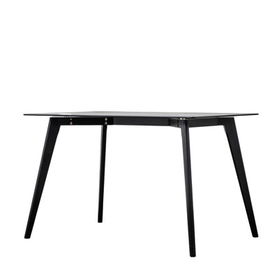 Suffolk Rectangular Glass Top Dining Table with Wood Base