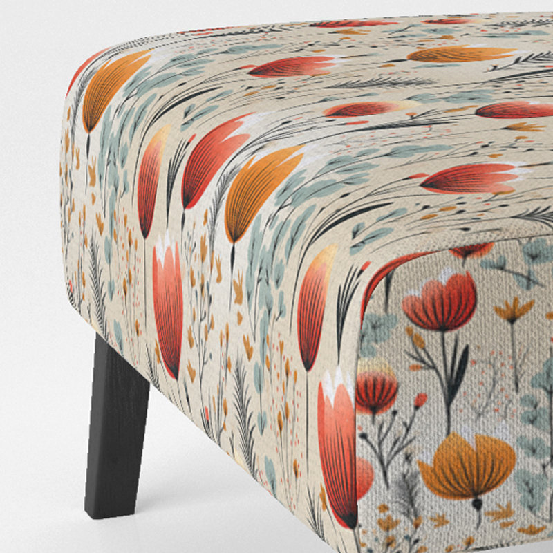 Meadow Floral Pattern I - Upholstered Cottage Accent Slipper Chair