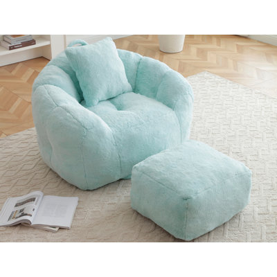Fauteuil à billes géant avec repose-pieds pour adultes et enfants, parfait pour se détendre