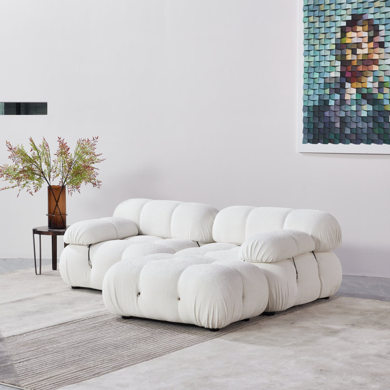 Canapé modulaire 3 pièces Milliron, Chenille blanche