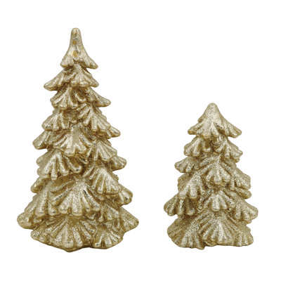 Resin Gold Tree Set of 2, Decorative Objects, Gold, Resin, Tabletop, Living Room, Christmas, Christmas Decoration