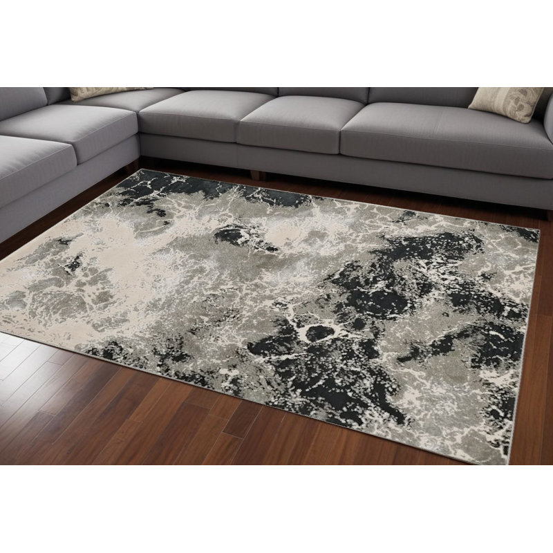 Tapis argenté en polyester 9 pi x 13 pi