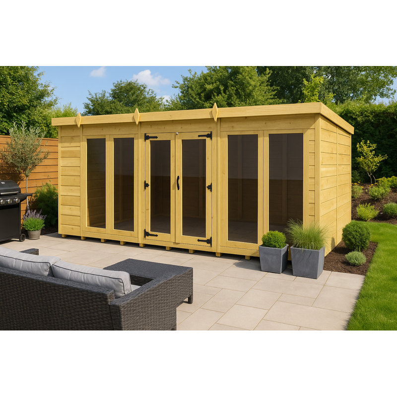 Pent Summer House (Full Height Window), 201.3cm H x 362cm W x 118.1cm D