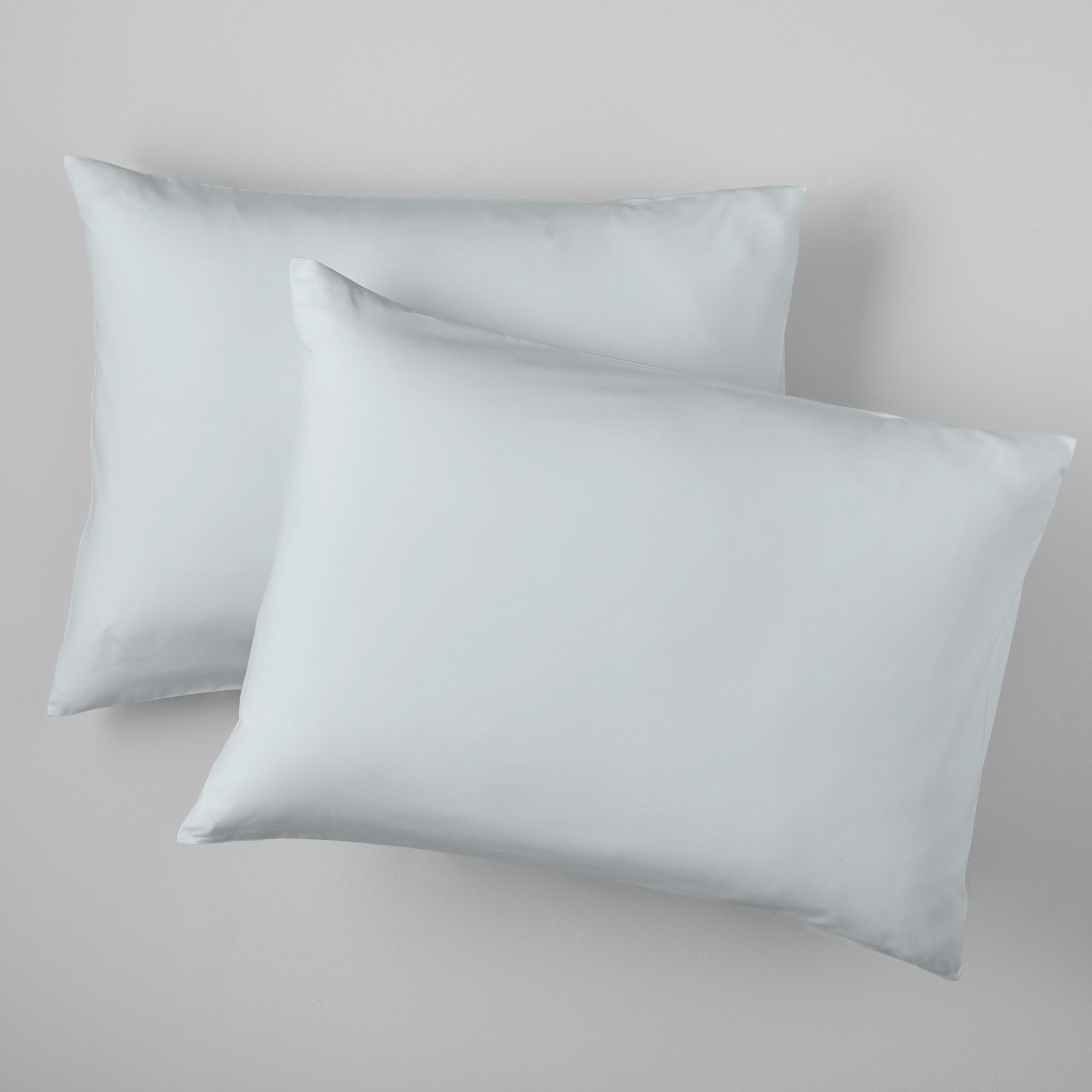 Emrik Brushed Organic Cotton Percale Duvet Cover Set, Pale Blue, Full / Queen Duvet Cover + 2 Pillow Shams