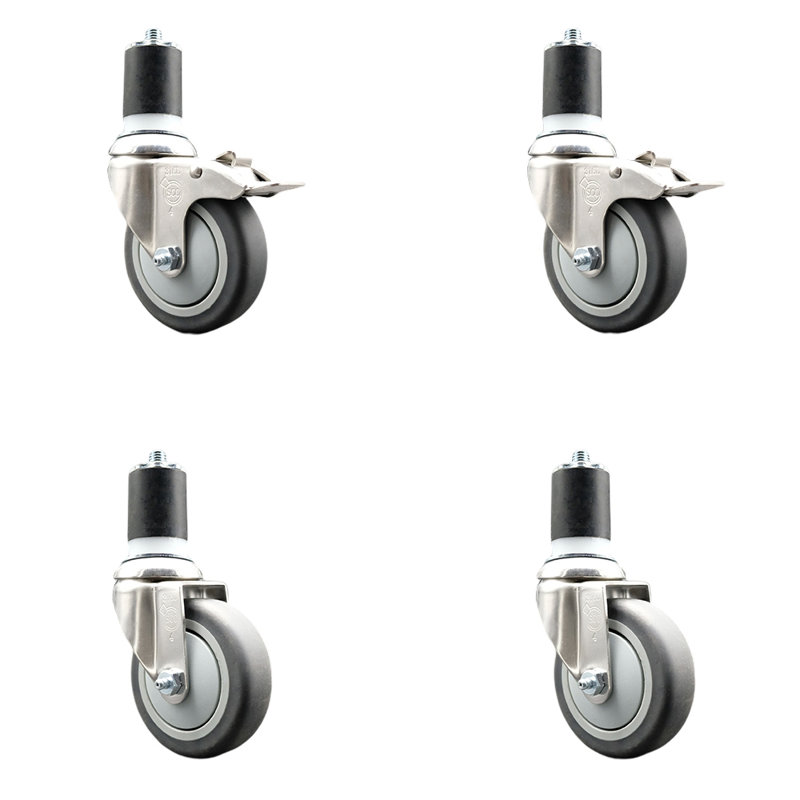 Roulettes pivotantes, H 5 po x l 5 po