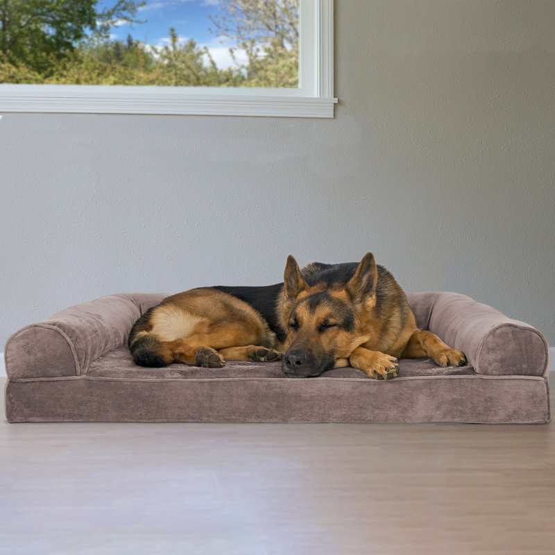 Quilted Orthopedic Bolster Sofa Pet Bed, Coffee, Jumbo (40" W x 32" D x 8" H), Orthopedic Foam