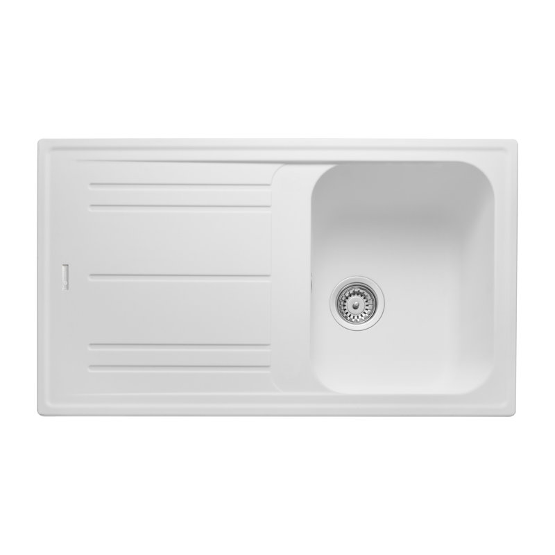 Leisure Sinks & Taps 500mm W Double Bowl Granite Composite Inset Kitchen Sink with 1 Faucet Hole, White