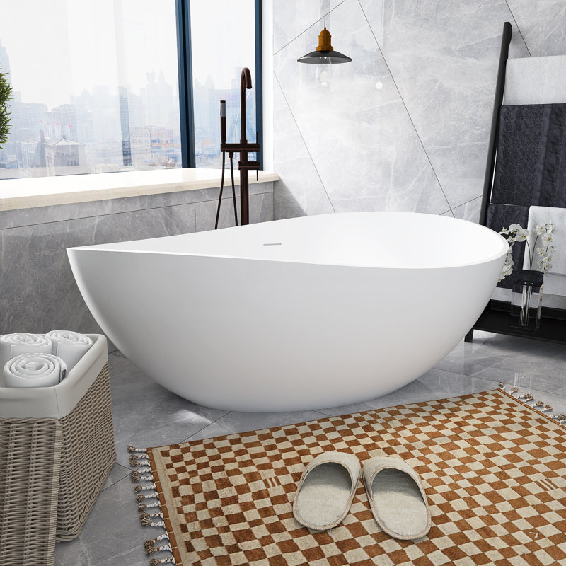 63'' x 37.4'' Soaking Solid Surface Bathtub