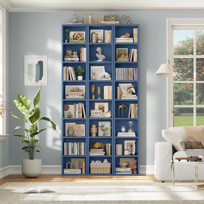 Space-saving Bookshelf Set, 8-tier Narrow, 3-pack, Adjustable Shelves