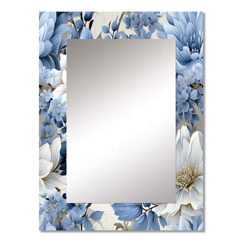 Holley Coastal Victorian Tranquility Victorian Pattern - Floral Decorative Mirror, Cottage Wall Mirror, Printed Metal Art