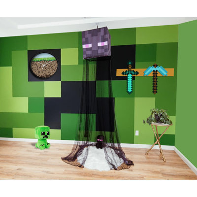 Minecraft Enderman Kids Bed Canopy for Ceiling, Hanging Curtain Netting