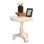 Table de bout ronde blanche en bois - 26 po et piédestal classique de style élégant-99832819