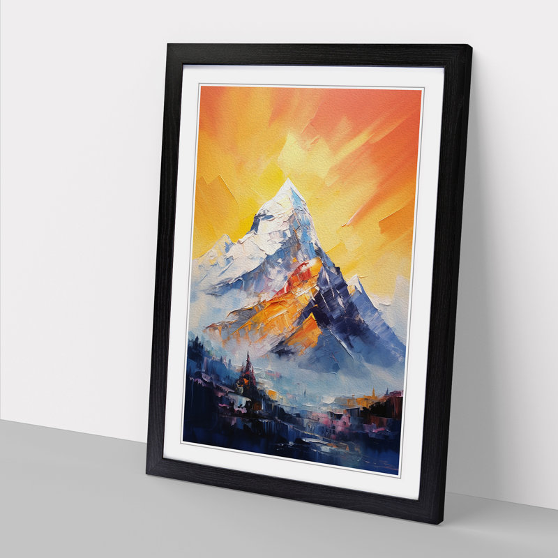 Mount Everest Gestural - Framed Print, 46cm H x 34cm W x 2cm D, Black 